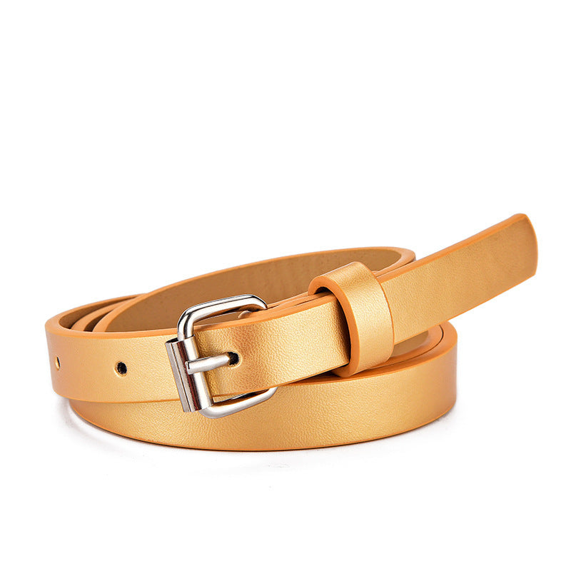 Gold imitation leather belt for girls with silver pin buckle, from the Kids Heart Glitter Belts range, perfect for trendy outfits.