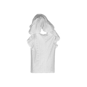 Women's Clothing Ruffled White Casual Patchwork Shirt For Women