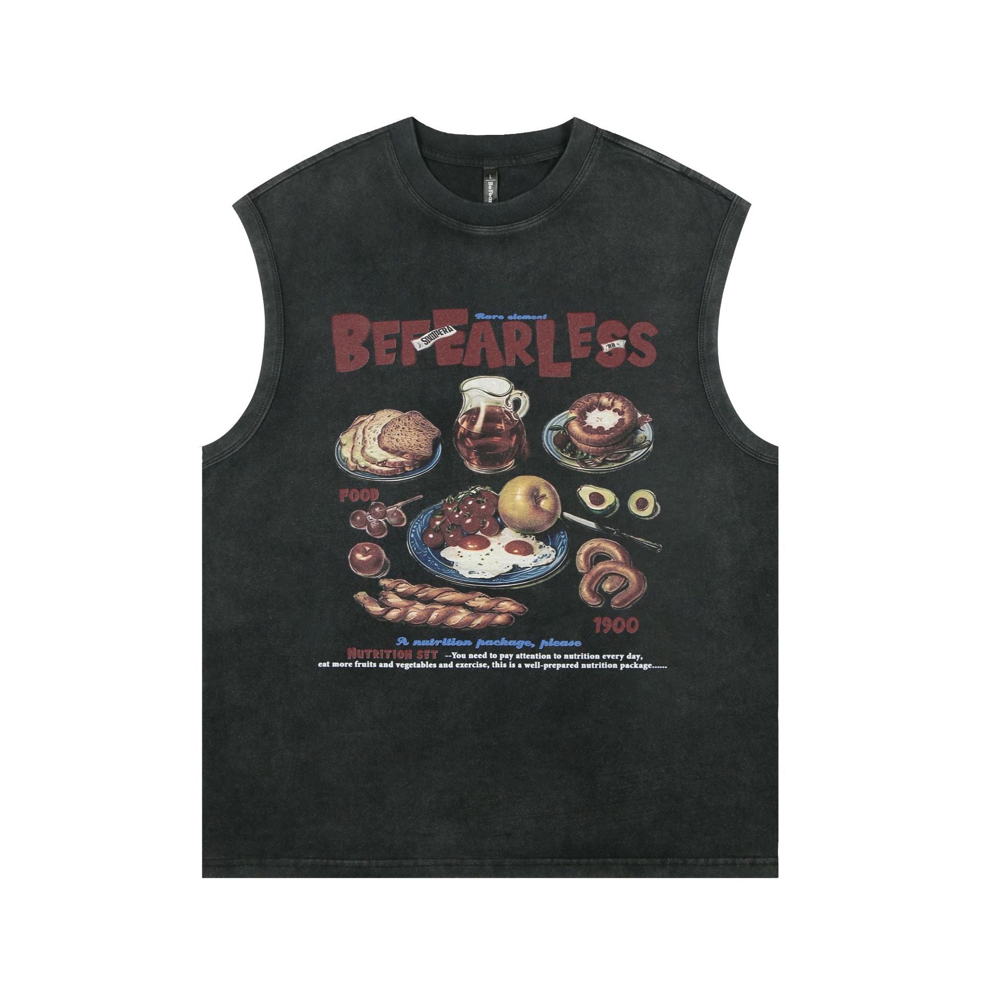 Bread Print Casual Waistcoat Top Men
