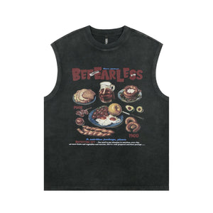 Bread Print Casual Waistcoat Top Men