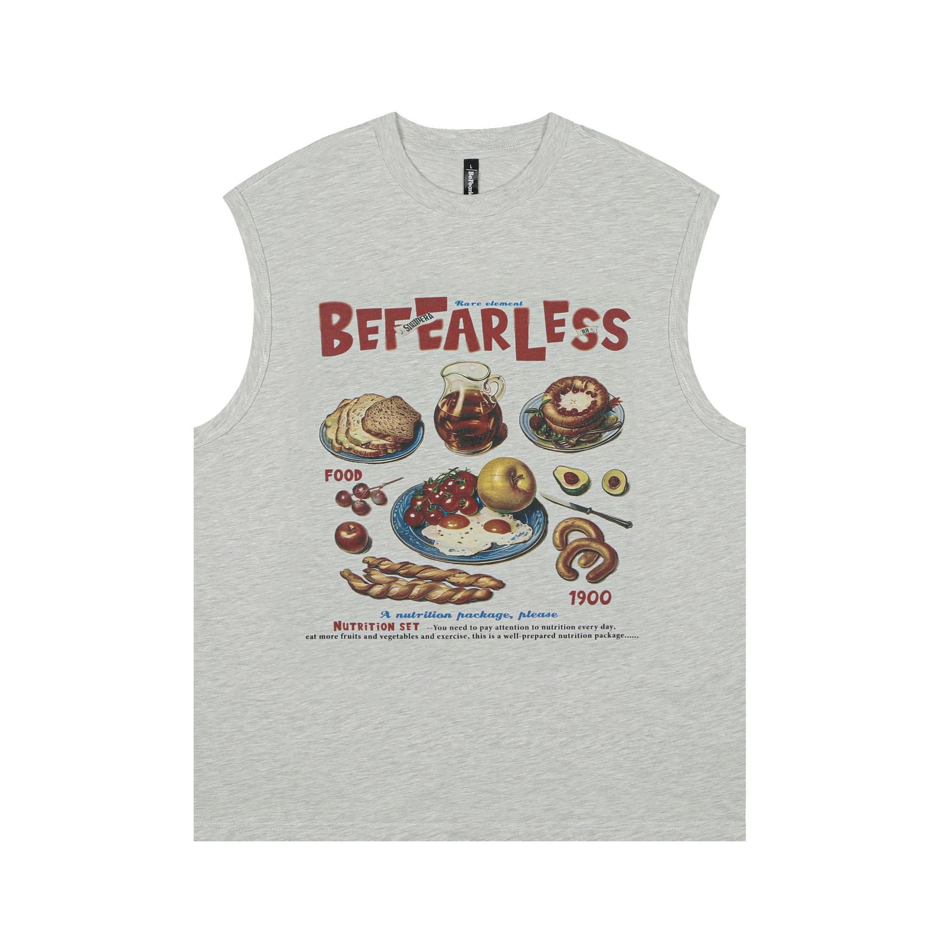 Bread Print Casual Waistcoat Top Men
