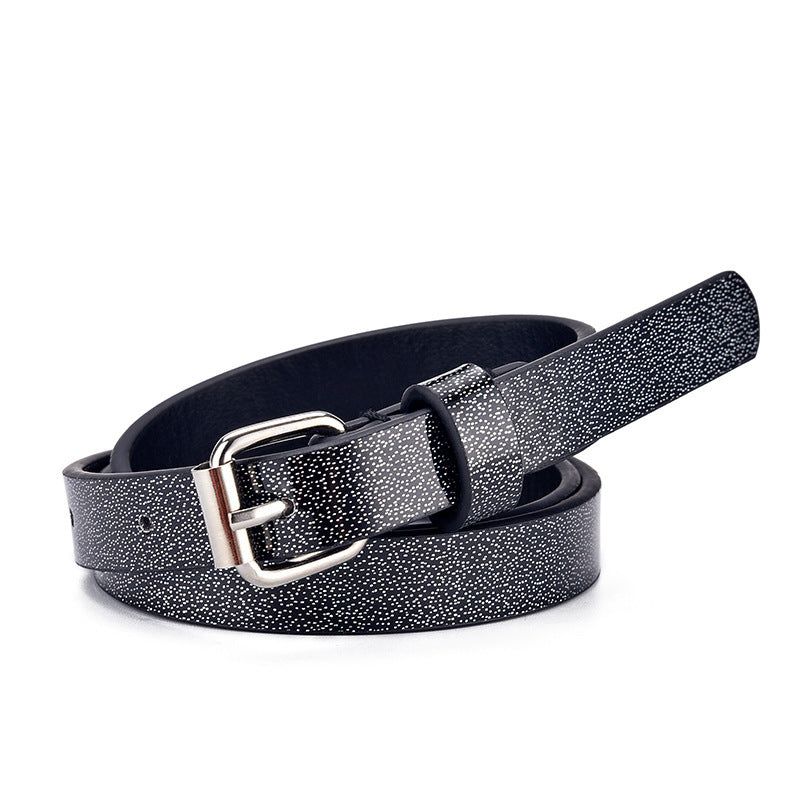 Black glitter girls belt with silver pin buckle, part of the Kids Heart Glitter Belts collection, made from imitation leather.